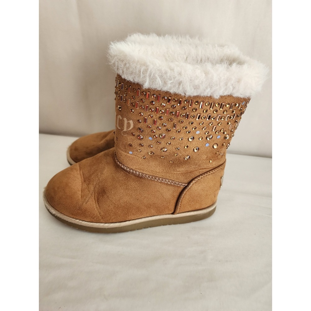 Juicy Couture Patty Tan Faux Fur Rhinestone Winter Boots Youth Size 2M CB1280 - Picture 3 of 7